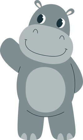 Childish Hippo Wavingのイラスト素材