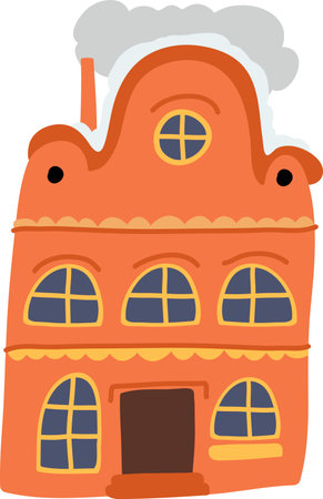 Hand Drawn Winter Houseのイラスト素材