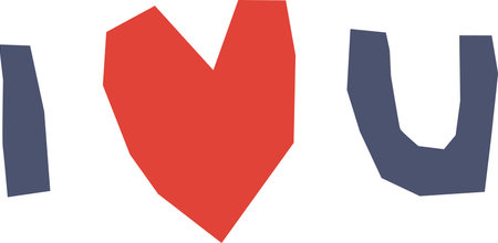 I Love You Paper Cut Letteringのイラスト素材