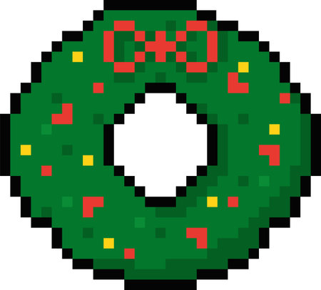 Pixel Art Christmas Wreathのイラスト素材