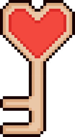 Valentines Day Pixel Art Heart Keyのイラスト素材