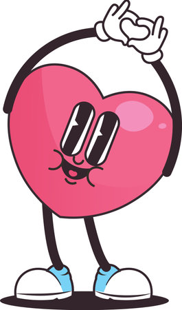 Valentine Day Heart Character Showing Heartのイラスト素材