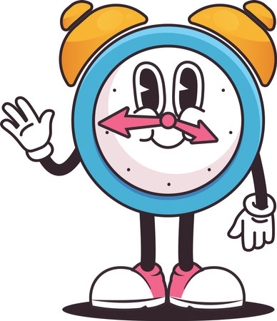 Cartoon Alarm Clock School Characterのイラスト素材