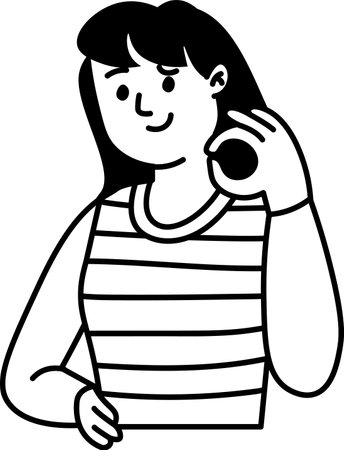 Doodle Girl Character Showing OK Gestureのイラスト素材