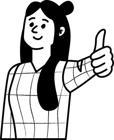 Doodle Girl Character Showing Thumb Upのイラスト素材