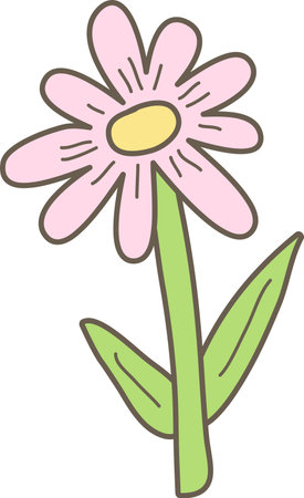Doodle Flower with Stemのイラスト素材