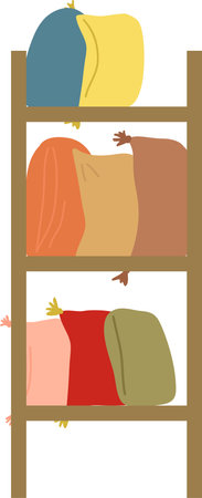 decorative_pillows_stacked_on_wooden_shelf