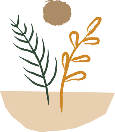 Abstract Minimalist Floral Compositionのイラスト素材