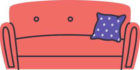 Hand Drawn Sofa With Pillowのイラスト素材