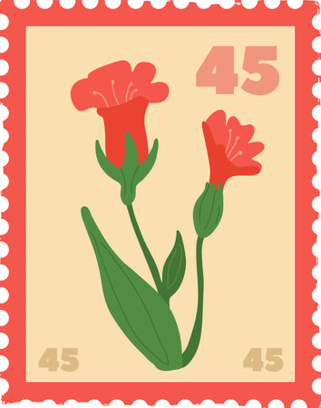 Rectangle Flower Postmarkのイラスト素材