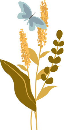 Wildflower Bouquet With Butterflyのイラスト素材