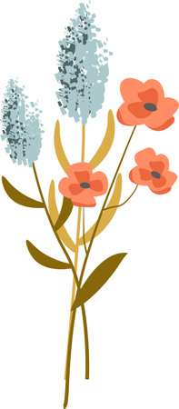 Poppy Flower Bouquetのイラスト素材