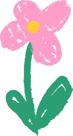 Crayon Kids Scribble Flowerのイラスト素材