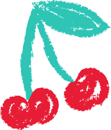 Childish Scribble Cherryのイラスト素材