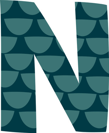 N Letter Alphabet With Fish Skin Patternのイラスト素材