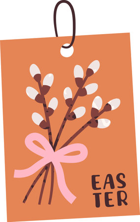 Easter Tag With Flowers Bouquetのイラスト素材