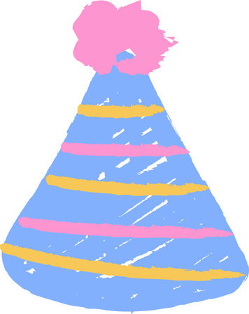 Party Hat Crayon Hand Drawnのイラスト素材