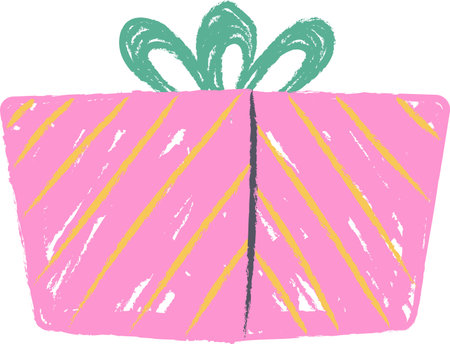 Birthday Gift Crayon Hand Drawnのイラスト素材