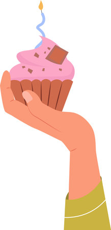 Hand Holding Cupcakeのイラスト素材