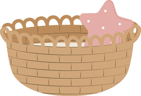 Wicker Cradle Basket For Newbornのイラスト素材