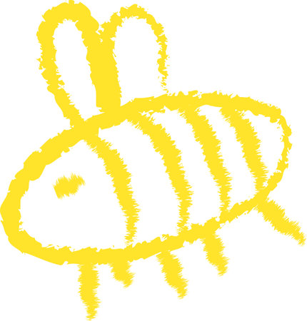 Hand Drawn Crayon Beeのイラスト素材