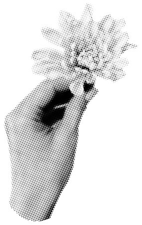 Halftone Hands With Flowersのイラスト素材