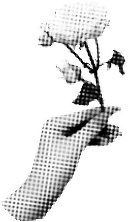 Halftone Hand Holding Flowers