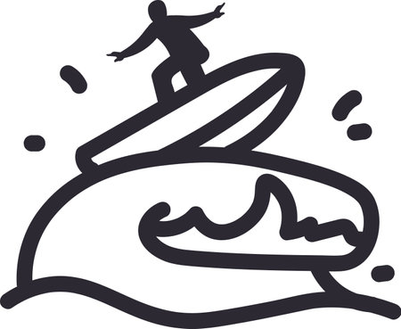 Surfer On Wave Doodleのイラスト素材