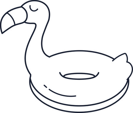 Doodle Flamingo Shape Pool Ringのイラスト素材