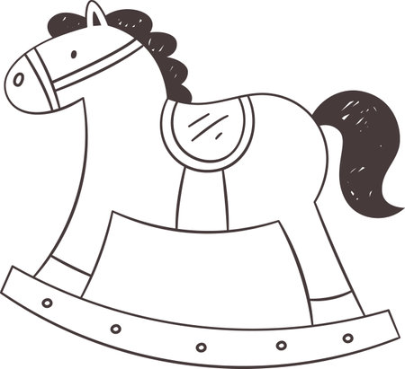 Sketch Line Rocking Horseのイラスト素材