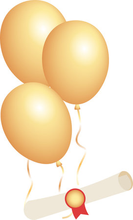 Graduation Balloons and Diplomaのイラスト素材