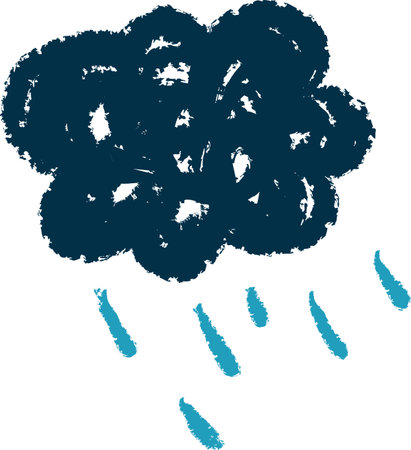 Crayon Art Rainy Cloudのイラスト素材
