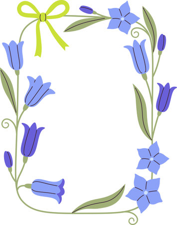 Bellflowers Frame with Ribbonのイラスト素材