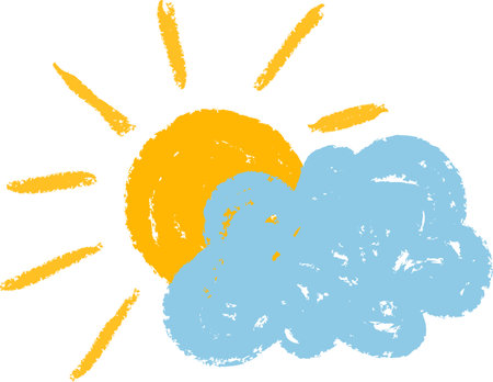 Crayon Art Cloudy Weatherのイラスト素材