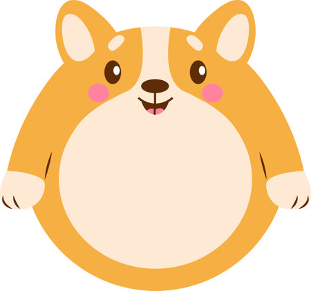 Round Cartoon Corgi Characterのイラスト素材