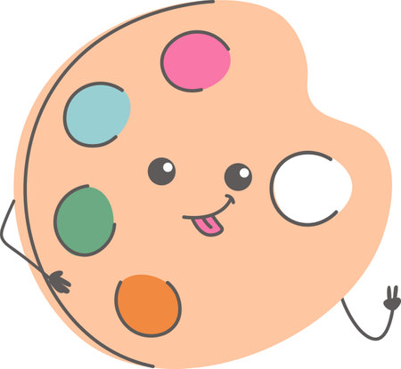 Cute Smiling Paint Paletteのイラスト素材