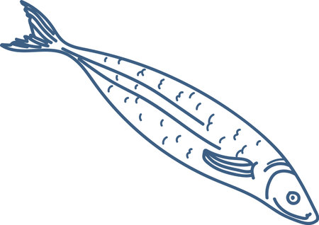 Minimalist Fish Outline Drawingのイラスト素材