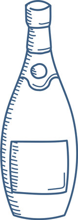 Hand-drawn Champagne Bottle Sketchのイラスト素材