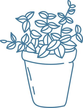 Potted Plant Line Drawingのイラスト素材
