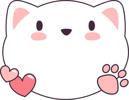 Adorable Cat with Hearts Frameのイラスト素材
