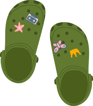Foam Clog Shoes With Stickersのイラスト素材