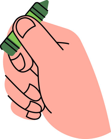 Hand Holding Crayon Drawingのイラスト素材