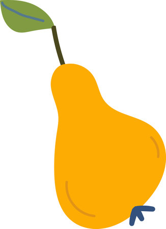 Minimalist Pear with Leafのイラスト素材