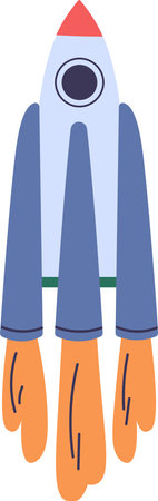 Retro Rocket with Flamesのイラスト素材