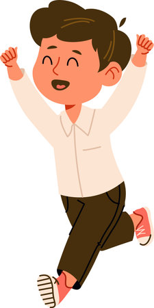 Happy Boy Cartoon Runningのイラスト素材