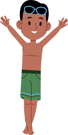 Happy Boy in Swimwearのイラスト素材