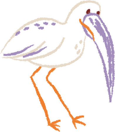 Crayon Toucan Bird Childish Doodleのイラスト素材