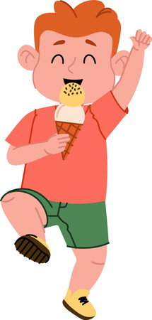 Child Boy Eating Ice Creamのイラスト素材