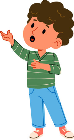 Curious Boy Gesturing Upwardのイラスト素材