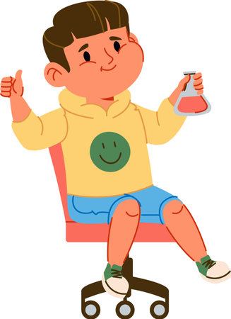 Boy with Flask on Chairのイラスト素材